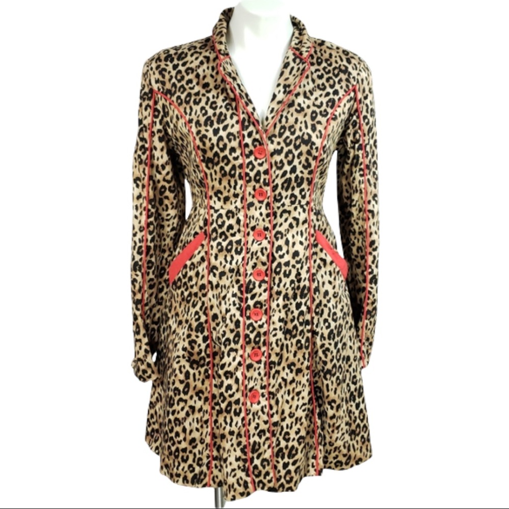 Sourpuss Plus Cheetah Leopard Black Pink Pin Up Retro Fit Flare Jacket 2X